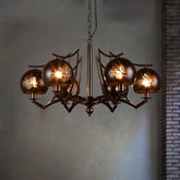 Lámpara de techo de metal grabado con burbujas vintage - Accesorio colgante de 6 luces de óxido para comedor